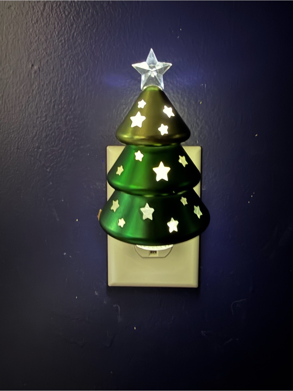 Bath & Body Works Green Ceramic Star Cutout Christmas Tree Nightlight